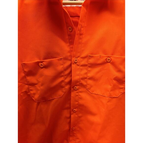 Red Kap Work Shirt Construction Orange 2 Pocket LS Mens Large Industrial Uniform - Picture 4 of 7